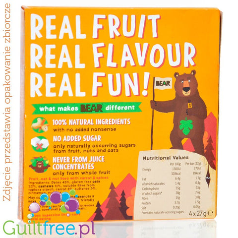 Bear Carrot Cake Bars - naturalny batonik, tylko warzywa, owoce & orzechy