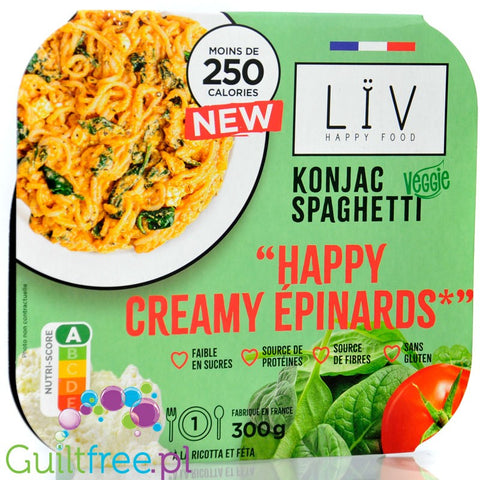 Liv Happy Food Konjac Creamy Epinards - obiad 220kcal, makaron konjac w sosie szpinakowym z ricottą i parmezanem