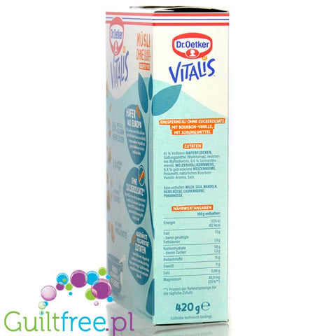 Dr. Oetker Vitalis Müsli Knusper Pur - natural müesli without added sugar, with a hint of bourbon vanilla