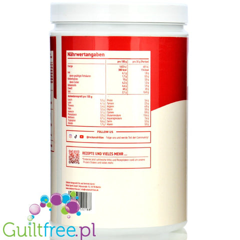 Rocka Nutrition Protein Shake Vanilla Strawberry Cream 1kg - wegański szejk proteinowy z 4 źródeł białek roślinnych bez cukru
