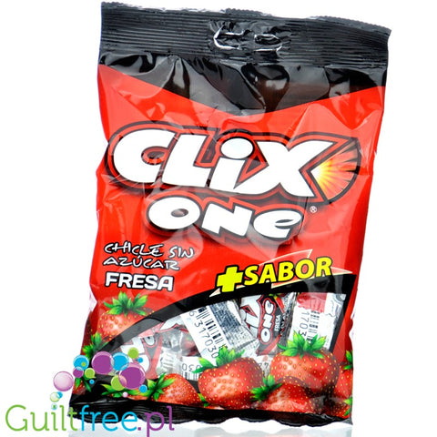 Clix One Chicle sin Azucar, Fresa - guma do żucia bez cukru, smak Truskawka, 20szt
