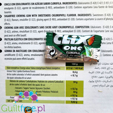 Clix One Clorofila - guma do żucia bez cukru, o smaku miętowo-ziołowym