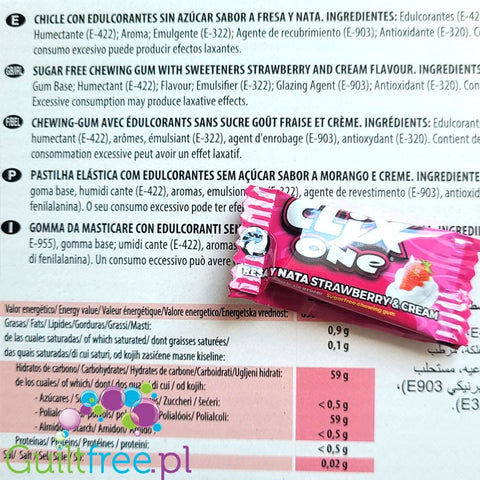 Clix One Fresa y Nata - sugar-free chewing gum in Strawberry with Cream flavor