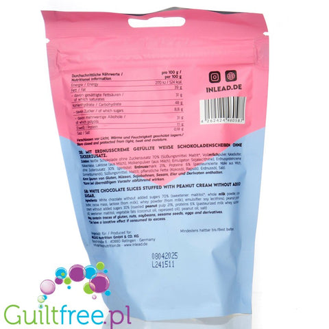 Inlead Chocolate Coins White Chocolate - dropsy białej czekolady z nadzieniem z masła orzechowego bez cukru