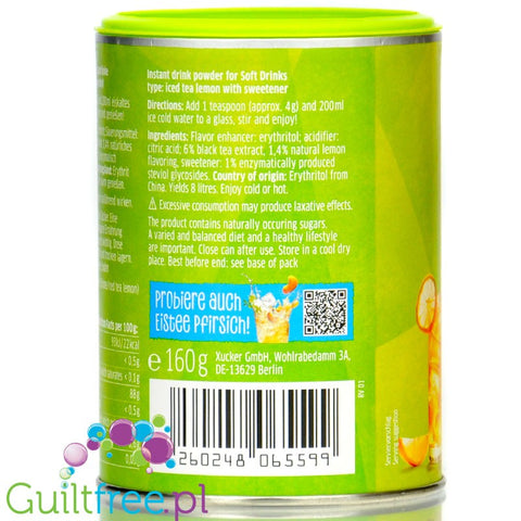 Xucker Iced Tea Lemon 1kcal - sugar-free instant iced tea with stevia and erythrol for 8L