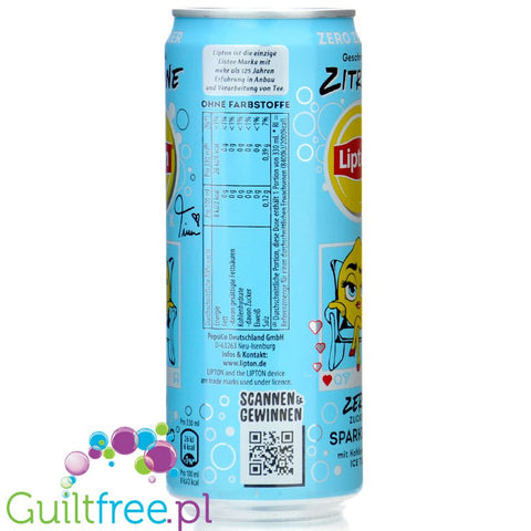 Lipton Sparkling Zero Zitrone - carbonated Ice Tea without Sugar with lemon flavor