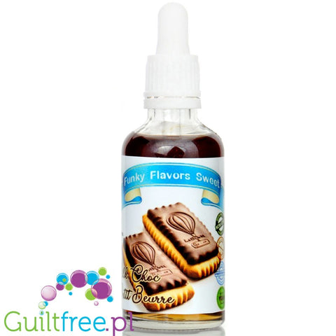 Funky Flavors Sweet Petit Beurre Milk Choc - kropelki słodzące bez cukru o smaku maślanych herbatników w czekoladzie