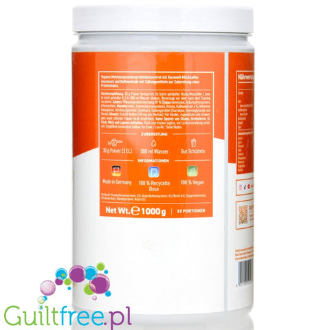 Rocka Nutrition Protein Shake Vanilla Caramel Latte - wegańska odżywka białkowa 5 źródeł białka, Latte Karmelowo-Waniliowe
