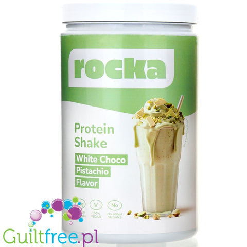 Rocka Nutrition Protein Shake White Choco Pistachio 0,9kg - vegan protein shake with 5 sources of plant protein without sugar.