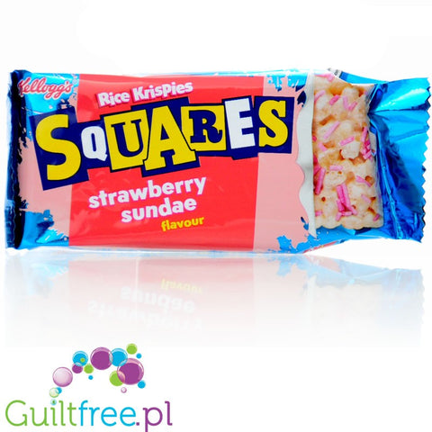 Kellogg's Rice Krispies Squares Strawberry Sundae - lekki batonik ryżowy 119kcal o smaku lodów truskawkowych
