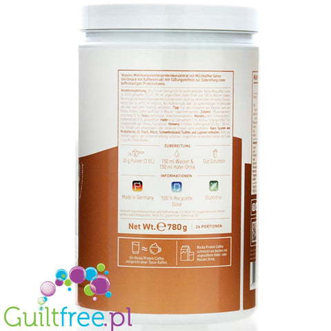 Rocka Nutrition Protein Coffee Frappuccino 1kg - vegan protein coffee 80mg caffeine, from 4 sources of plant protein without sug