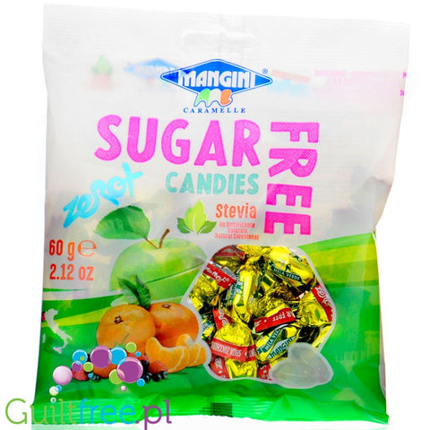 Mangini Zerot Caramelle Mela Verde - cukierki bez cukru o smaku zielonego jabłuszka ze stewią