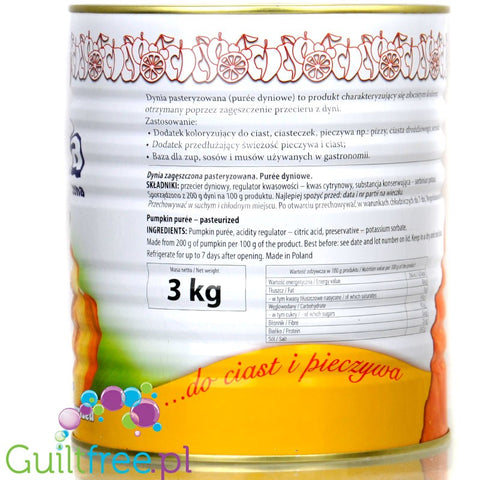 Prospona Puree dyniowe pasteryzowane 3kg, 63kcal w 100g, 200% dyni