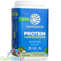 Sunwarrior Protein + Greens Warrior Blend, Natural 0,75kg - wegańska organiczna odżywka białkowa z ekstraktami roślinnymi i MCT