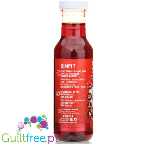 Sinfit Syrup Strawberry Zero - syrop o smaku truskawkowym bez cukru, tłuszczu i kalorii