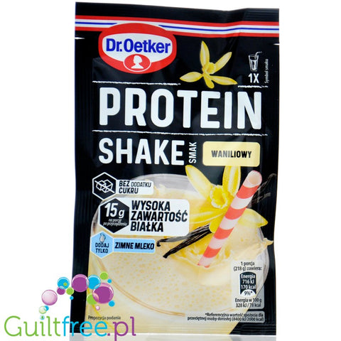 Dr Oetker Protein Shake Waniliowy - szejk proteinowy w proszku, saszetka 1 porcja 15g białka