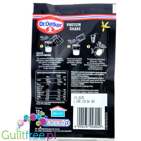 Dr Oetker Protein Shake Truskawkowy - szejk proteinowy w proszku, saszetka 1 porcja 15g białka