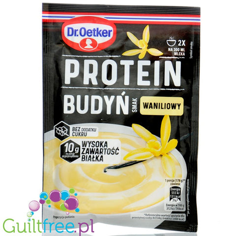 Dr Oetker Protein Budyń - smak waniliowy - proteinowy budyń waniliowy w proszku 10g białka