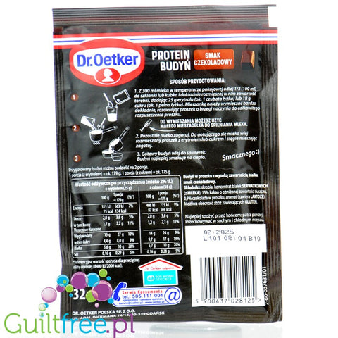 Dr Oetker Protein Budyń - smak czekoladowy - proteinowy budyń czekoladowy w proszku 10g białka