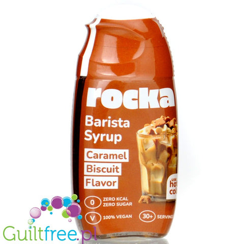 Rocka Barista Syrup Caramel Biscuit - kropelki słodzące do kawy bez cukru, smak Karmelowe Ciastko, zero kcal