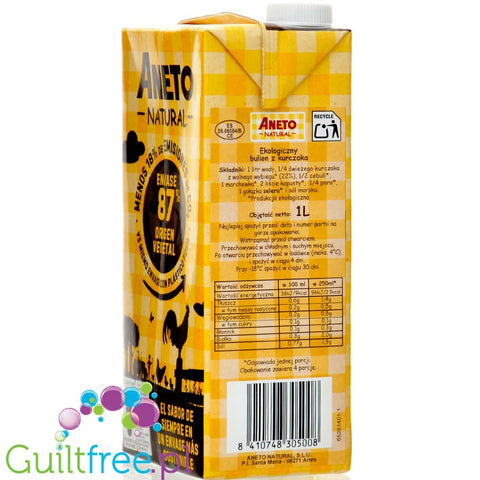 Aneto Natural Chicken Broth 1L - gluten-free liquid broth with organic vegetables