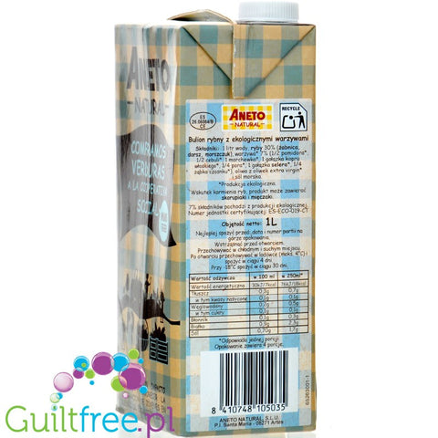 Aneto Natural Bulion Rybny 1L - wolno gotowany bulion z żabnicy i dorsza z warzywami 7kcal