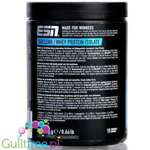 ESN Isoclear® Whey Isolate, Green Apple 300g - jabłkowa odżywka bez laktozy, cukru & tłuszczu, 23.7g białka & 102kcal