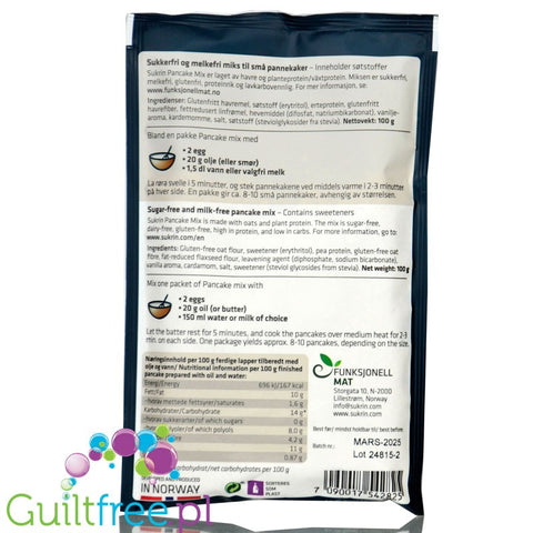 Sukrin Pancake Mix - gluten-free protein pancake mix without sugar, 1g carbohydrates