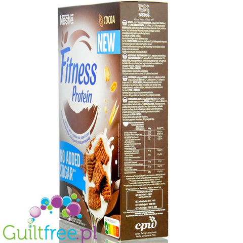 Nestle Fitness Protein Cacao - pełnoziarniste płatki śniadaniowe z komosą, bez dodatku cukru
