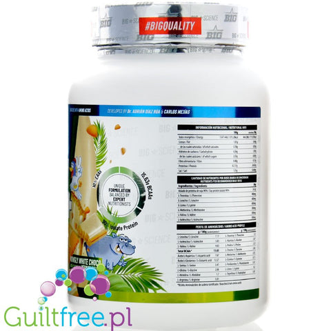 BIG® Vegan Amino+, Mowgly White Chocolate 1kg - vegan protein supplement with white chocolate chip cookies flavor
