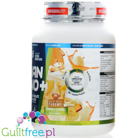 BIG® Vegan Amino+, Banana & Caramel 1kg - vegan protein supplement with pieces of MILK caramel