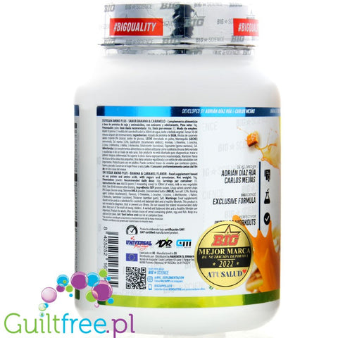 BIG® Vegan Amino+, Banana & Caramel 1kg - vegan protein supplement with pieces of MILK caramel
