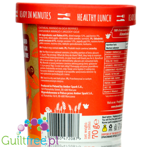 Brand New Story Breakfast Oatmeal Mango & Goji - breakfast oatmeal with mango, chia and goji berries