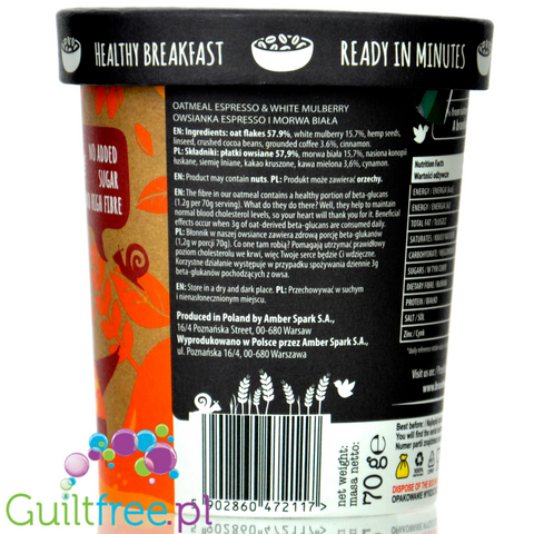 Brand New Story Breakfast Oatmeal Espresso & White Mulberry - owsianka śniadaniowa z kawą i białą morwą