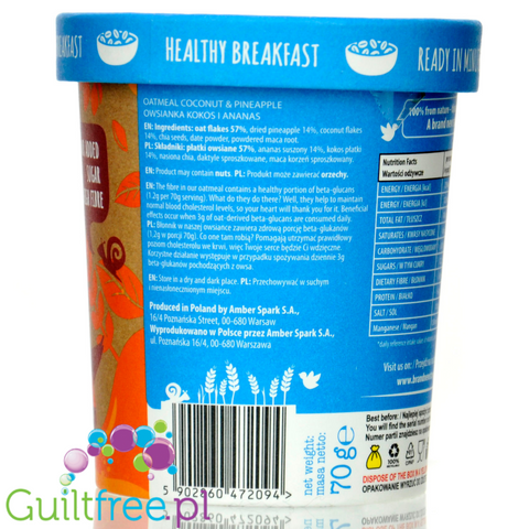 Brand New Story Breakfast Oatmeal Coconut & Pineapple - breakfast oatmeal with coconut, pineapple and chia