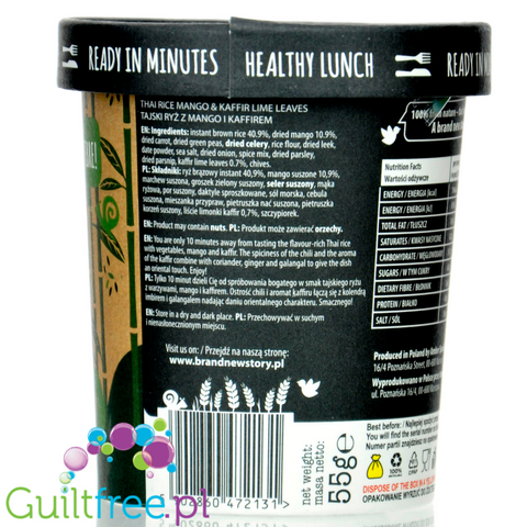 Brand New Story Lunch, Thai Rice Mango & Kaffir Lime - danie instant, ryż tajski z mango i limonką kaffir