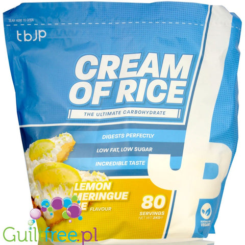 TBJP Cream of Rice, Lemon Maringue Pie 2kg - sugar-free rice gruel, recovery workout meal