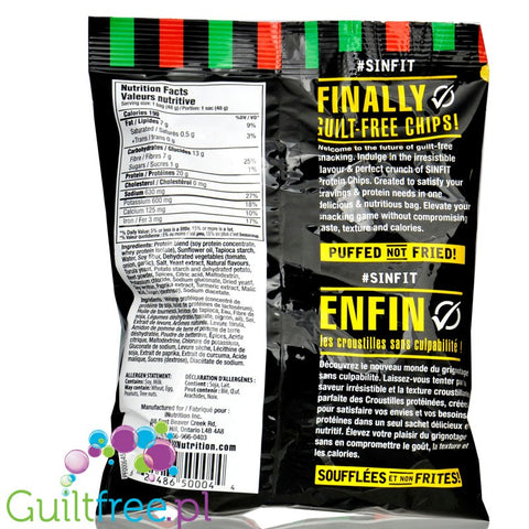 Sinfit Protein Chips Pizza - bezglutenowe chipsy pizzowe 20g białka