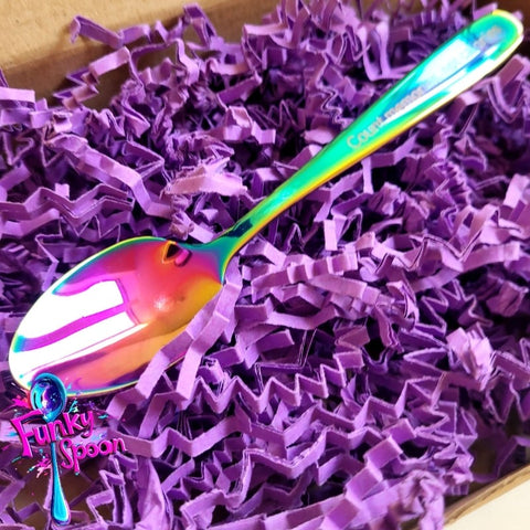 Funky Spoon grawerowana łyżka z afirmacją, Tęcza 14cm, Count Memories, not Calories