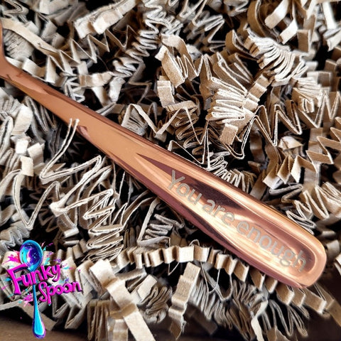 Funky Spoon grawerowana łyżka z afirmacją, Rose Gold 14cm, You are Enough