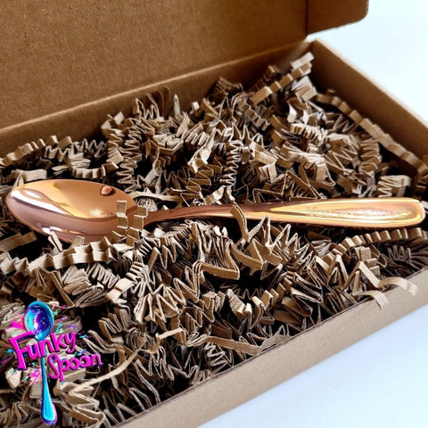 Funky Spoon grawerowana łyżka z afirmacją, Rose Gold 14cm, You are Enough