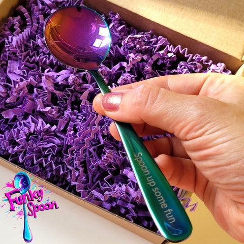 Funky Spoon engraved spoon with affirmation, Rainbow 17cm, Spoon up Some Fun