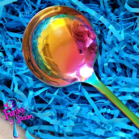Funky Spoon engraved spoon with affirmation, Rainbow & Turquoise 19.8cm