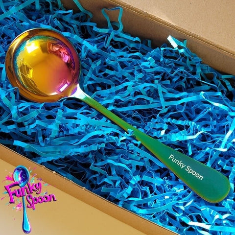 Funky Spoon engraved spoon with affirmation, Rainbow & Turquoise 19.8cm