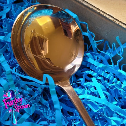 Funky Spoon engraved spoon with affirmation, Rose Gold 19cm, Eat, Love, Laugh, Repeat