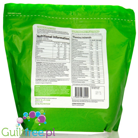 TBJP Vegan Protein Chocolate Pistachio 2KG - wegańska odżywka białkowa bez cukru z witaminami i minerałami