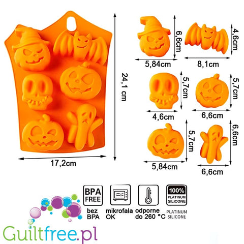Silikonowa foremka do muffinek i babeczek, Halloween, dynie & czaszki