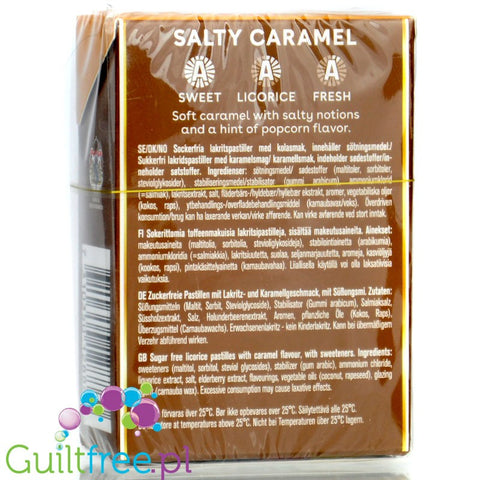 Läkerol Salty Caramel 75g - sugar-free licorice with popcorn and salty caramel flavor