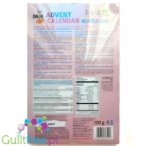 Super Fudgio Advent Calendar - vegan calendar with erythritol, no added sugar, with milk- and lactose-free chocolates