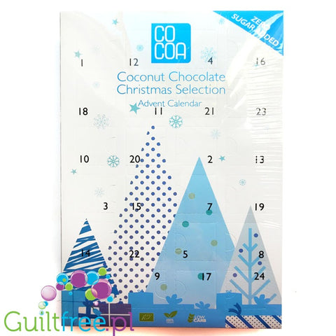 RAW COCOA Coconut Chocolate Christmas Advent Calendar - vegan advent calendar with erythrol without milk and sugar